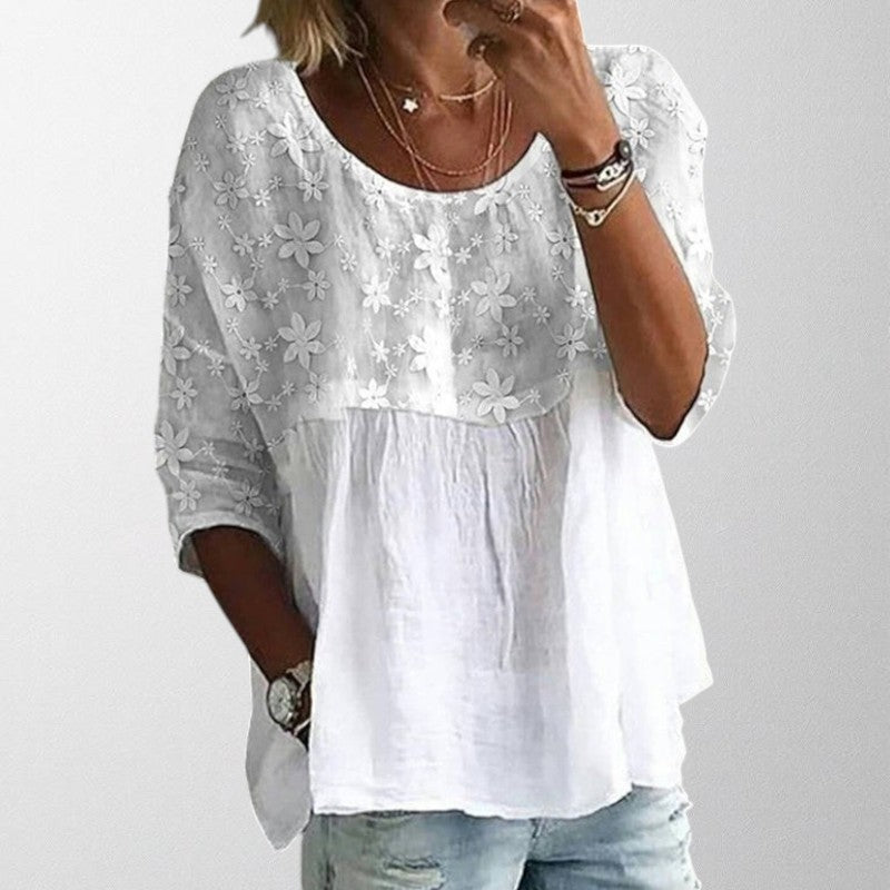 Olivia – Blouse Chic Broderie Florale Élégance