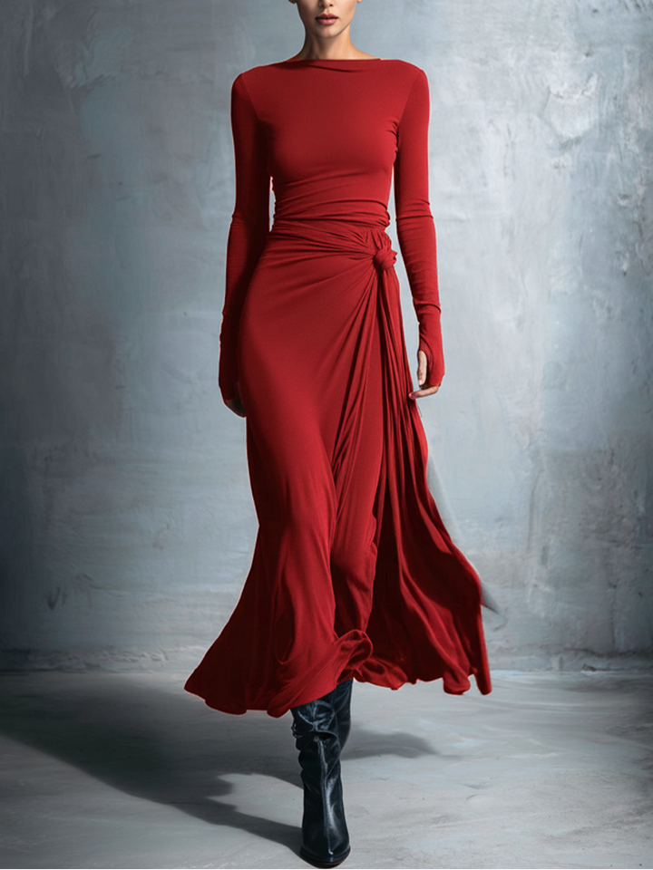 Charlotte™ | Robe maxi avec nœud latéral – Élégance