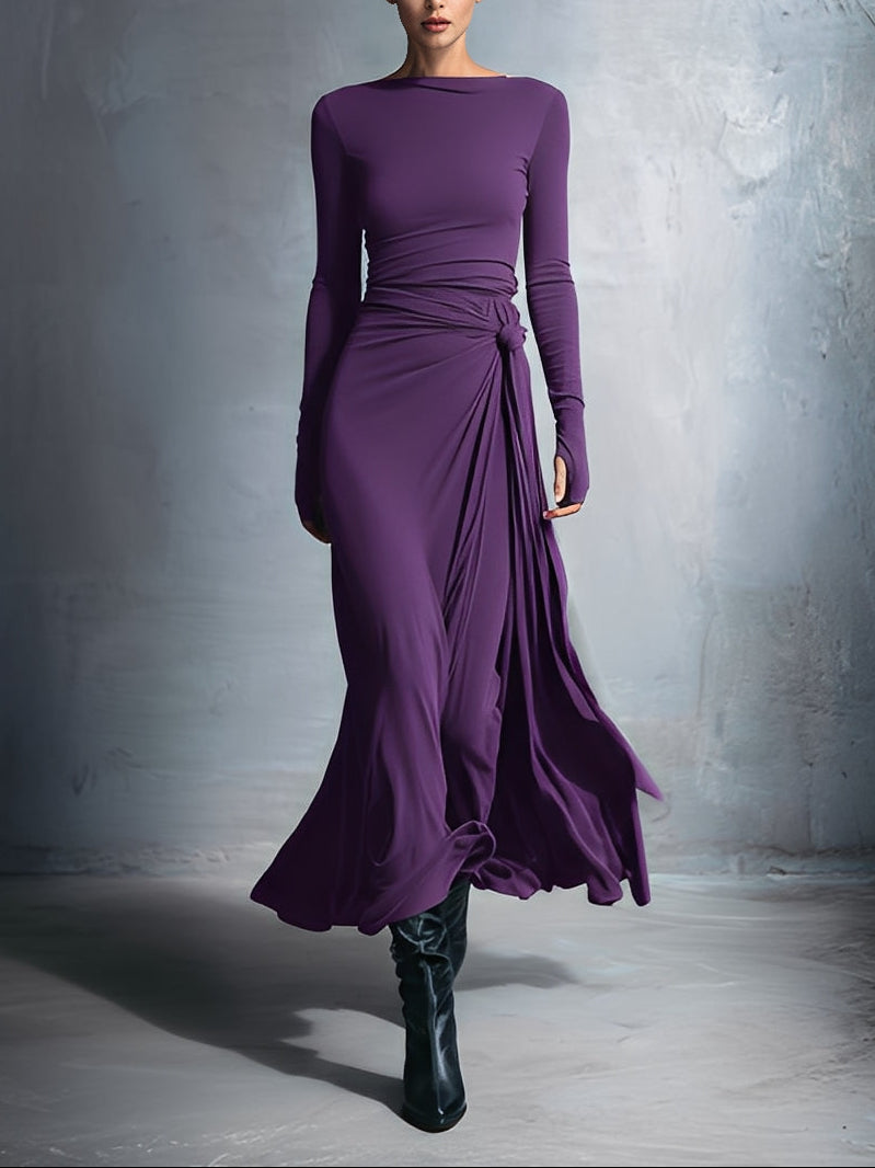 Charlotte™ | Robe maxi avec nœud latéral – Élégance
