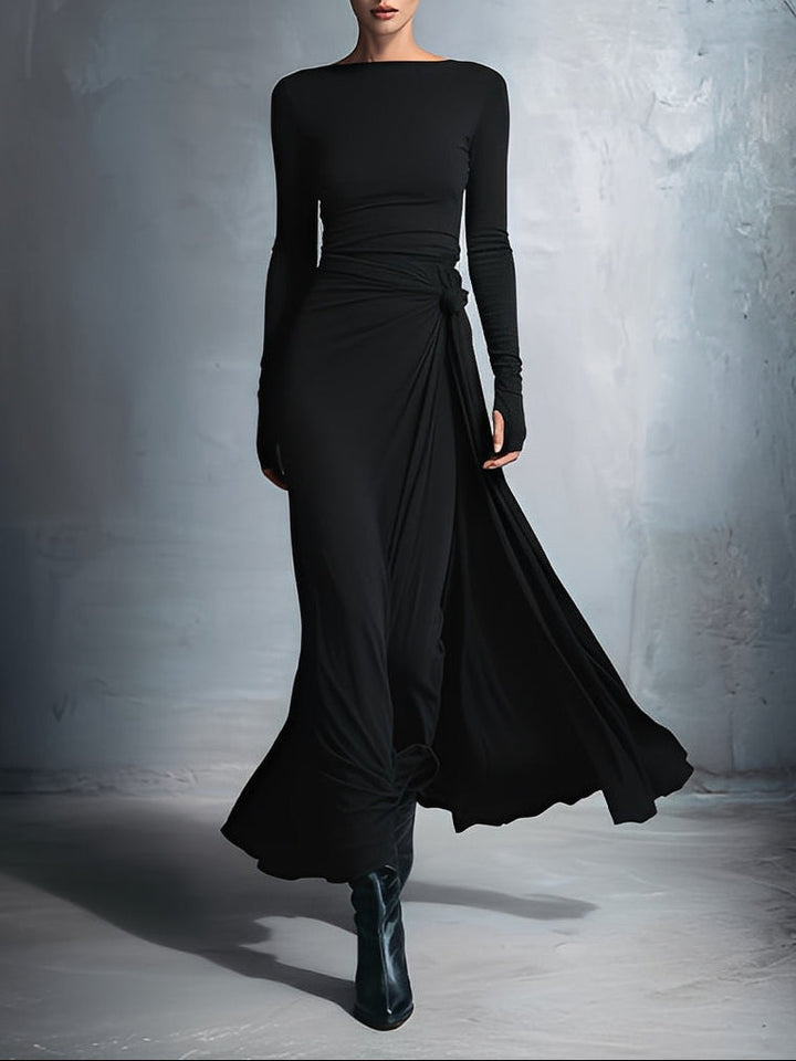 Charlotte™ | Robe maxi avec nœud latéral – Élégance