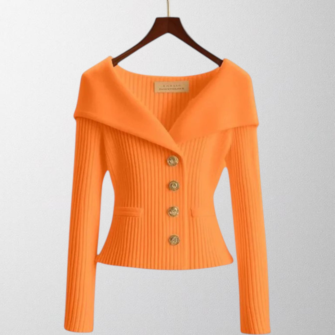 Nadia™ | Cardigan à boutons dorés – Élégance