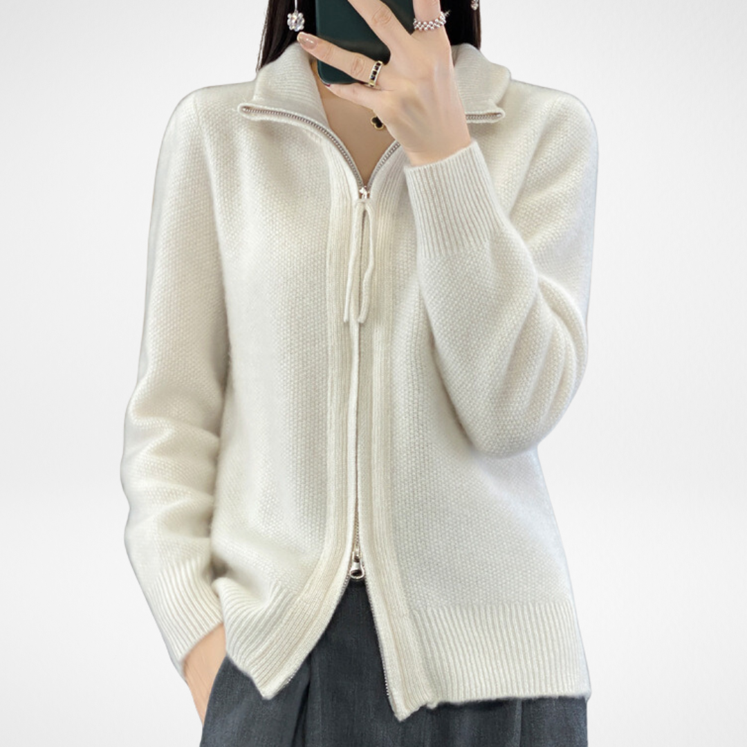 Marcelline™ | Gilet zippé en cachemire – Élégance