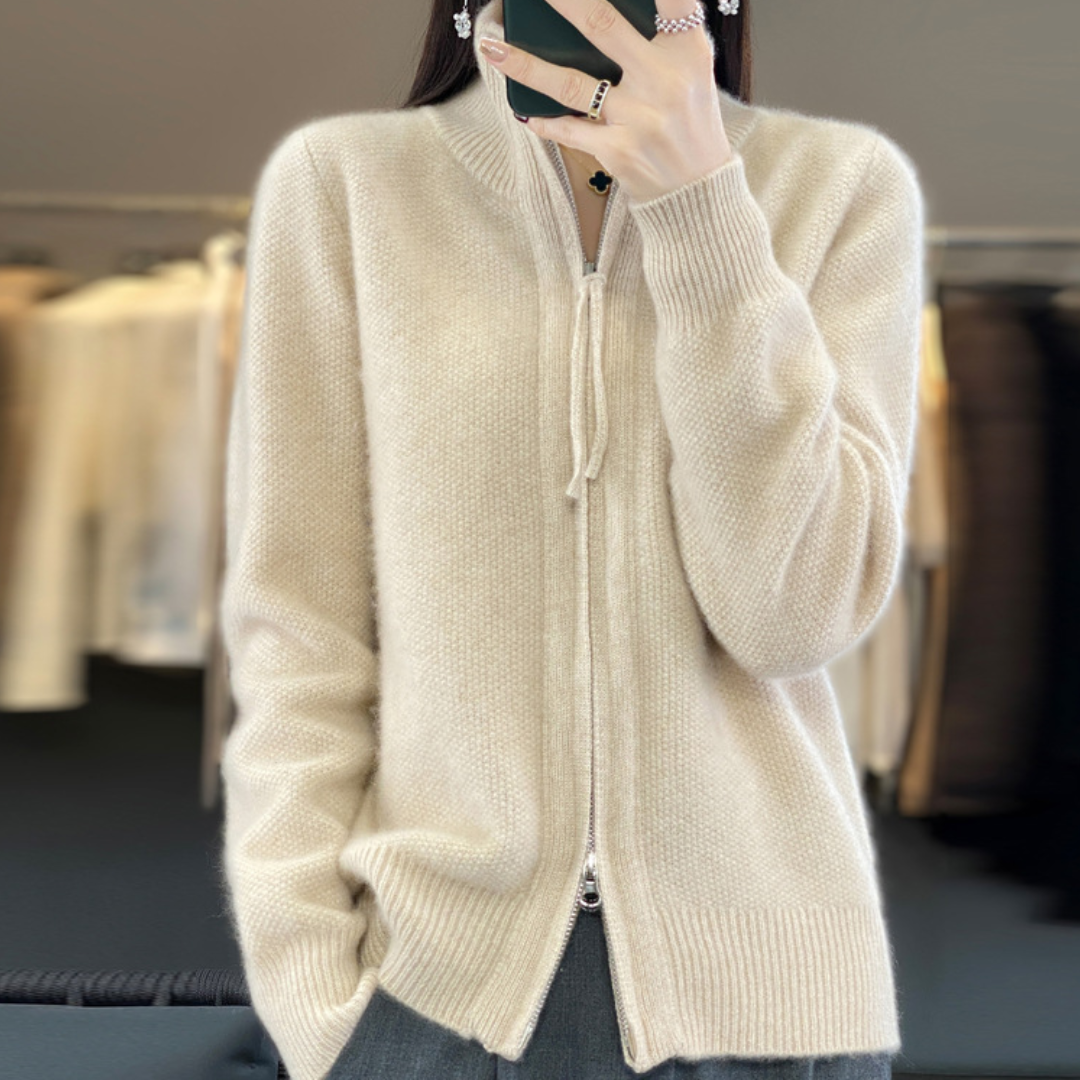 Marcelline™ | Gilet zippé en cachemire – Élégance