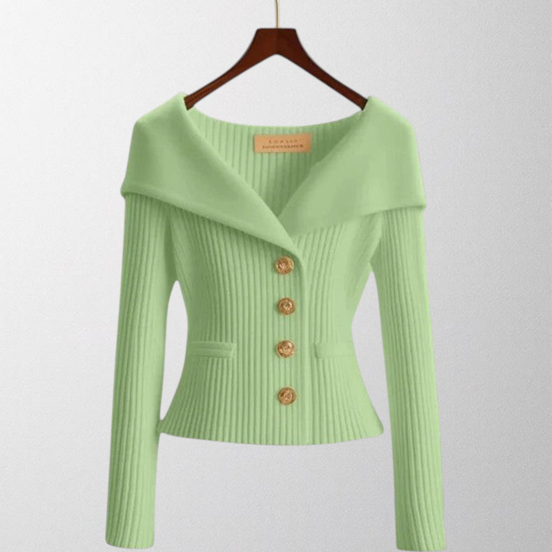 Nadia™ | Cardigan à boutons dorés – Élégance
