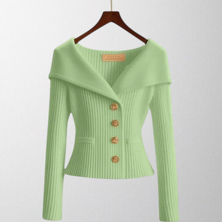 Nadia™ | Cardigan à boutons dorés – Élégance