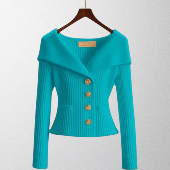 Nadia™ | Cardigan à boutons dorés – Élégance