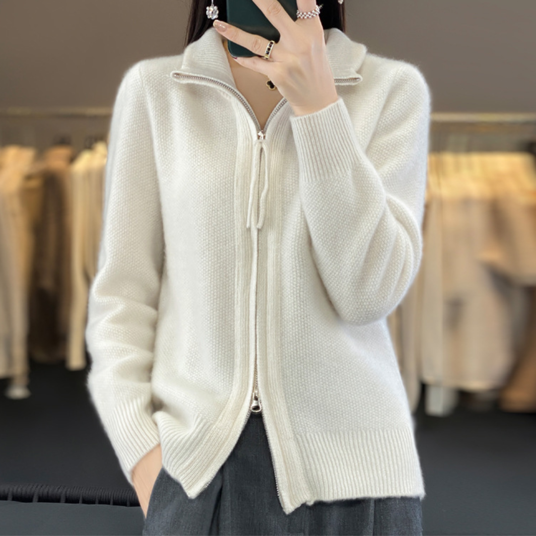 Marcelline™ | Gilet zippé en cachemire – Élégance