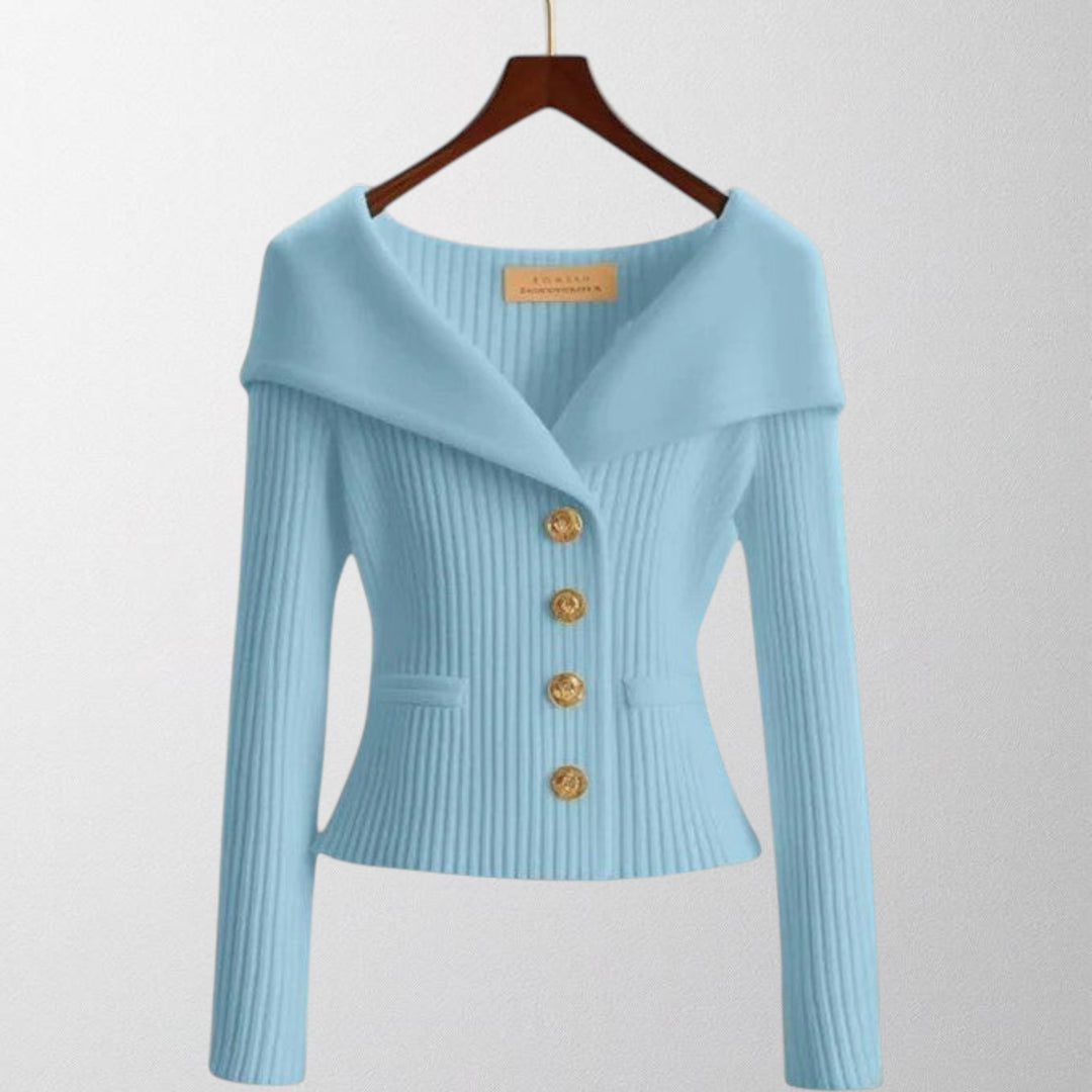 Nadia™ | Cardigan à boutons dorés – Élégance