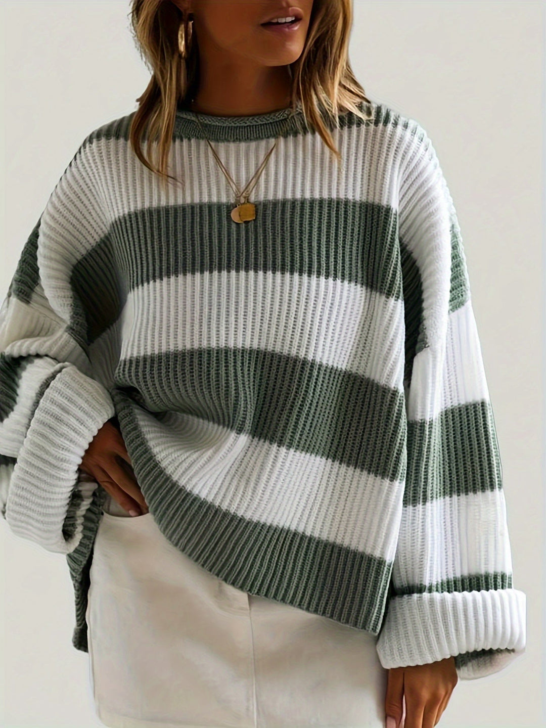 Ornella™ | Pull à rayures à col rond – Élégance