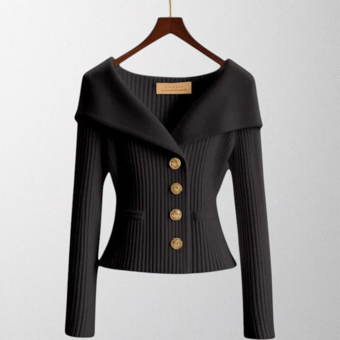 Nadia™ | Cardigan à boutons dorés – Élégance