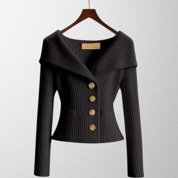Nadia™ | Cardigan à boutons dorés – Élégance