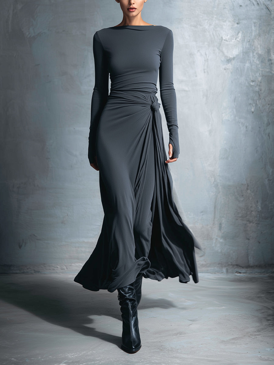Charlotte™ | Robe maxi avec nœud latéral – Élégance
