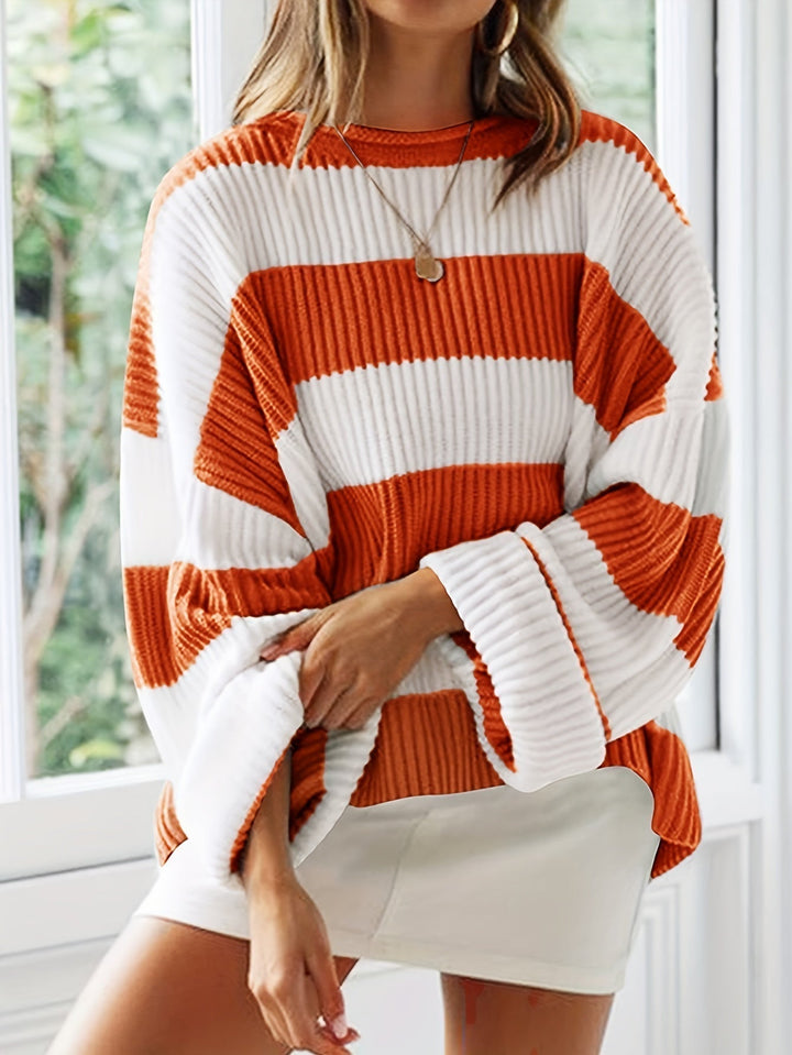 Ornella™ | Pull à rayures à col rond – Élégance