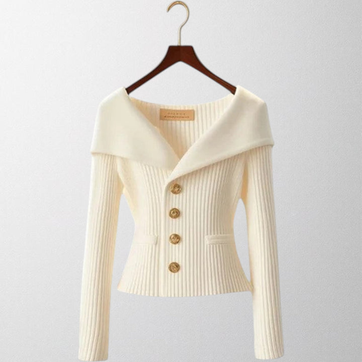 Nadia™ | Cardigan à boutons dorés – Élégance