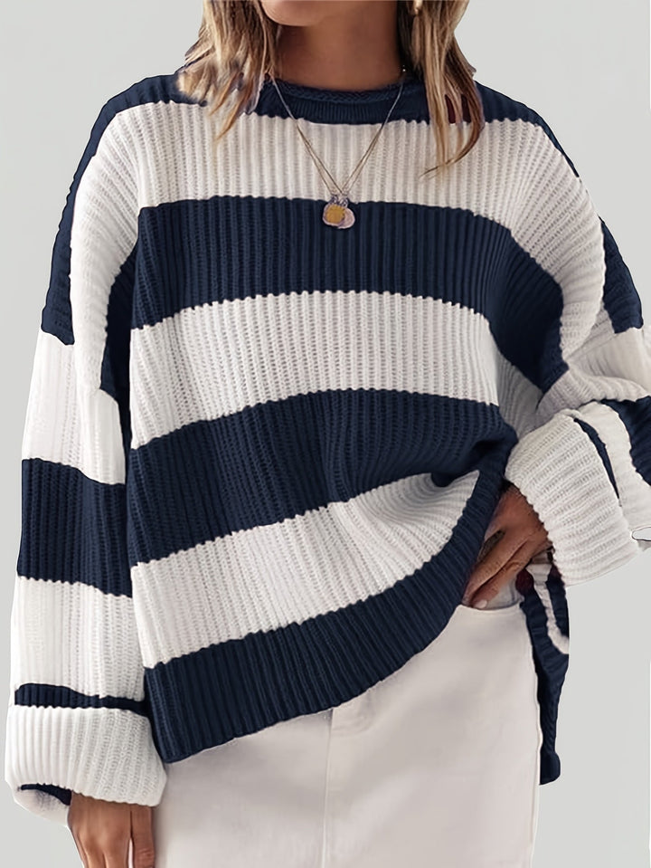 Ornella™ | Pull à rayures à col rond – Élégance