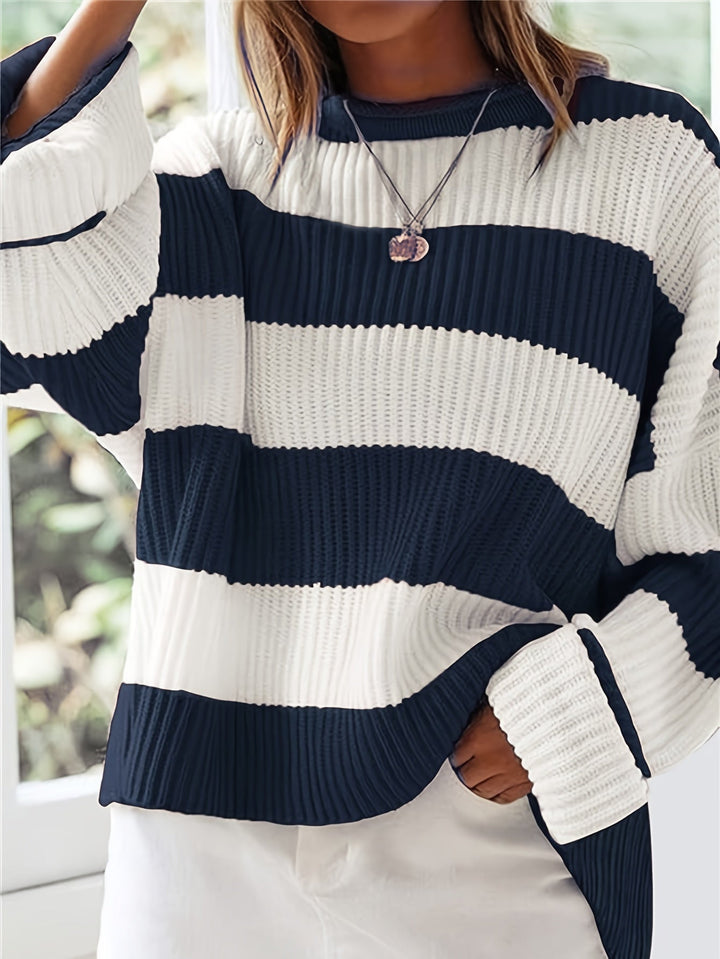 Ornella™ | Pull à rayures à col rond – Élégance