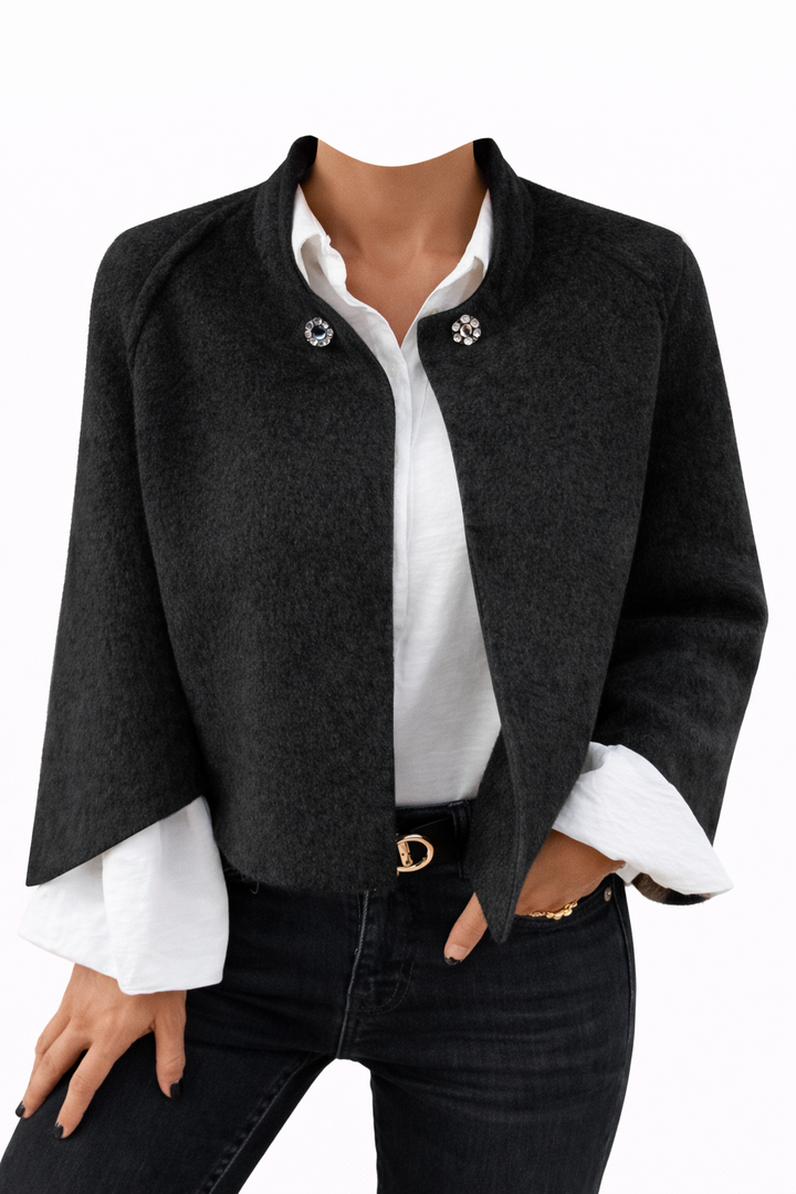Celeste™ | Manteau en laine à col rond et manches longues – Élégance