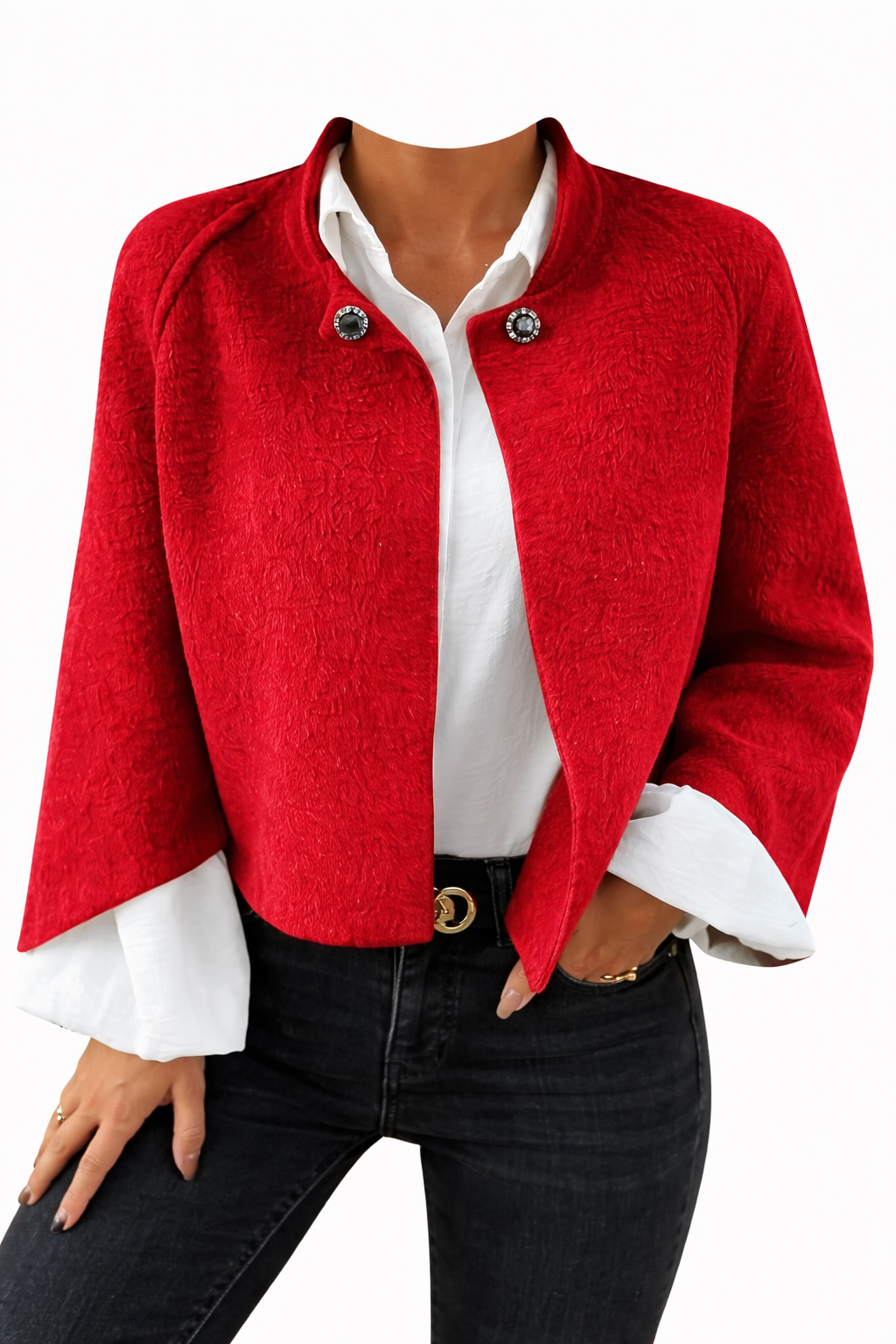 Celeste™ | Manteau en laine à col rond et manches longues – Élégance