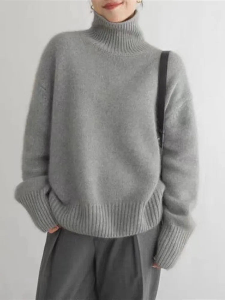 Lunaria™ | Pull en cachemire à col montant – Élégance