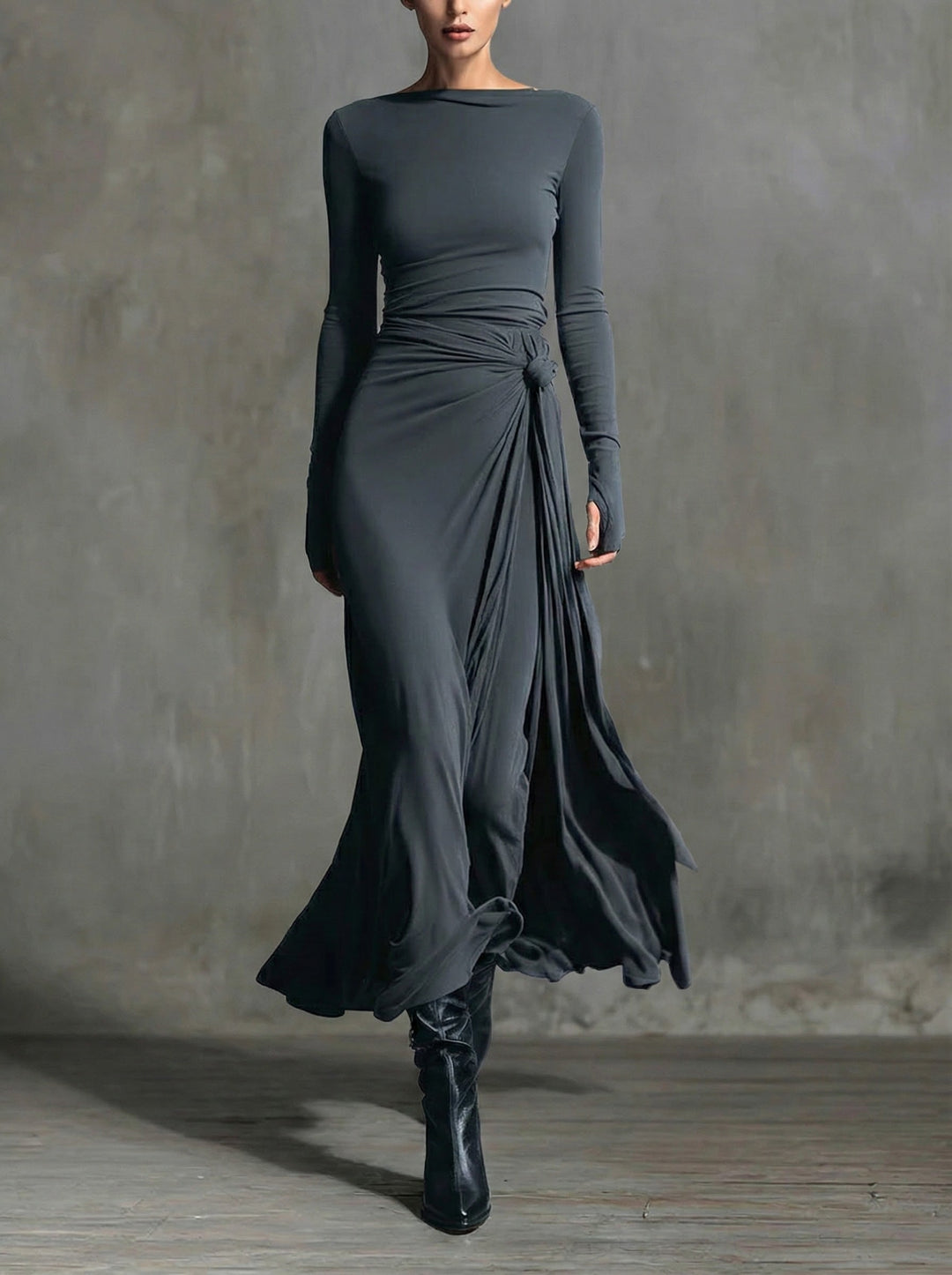 Charlotte™ | Robe maxi avec nœud latéral – Élégance