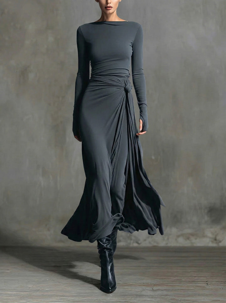 Charlotte™ | Robe maxi avec nœud latéral – Élégance