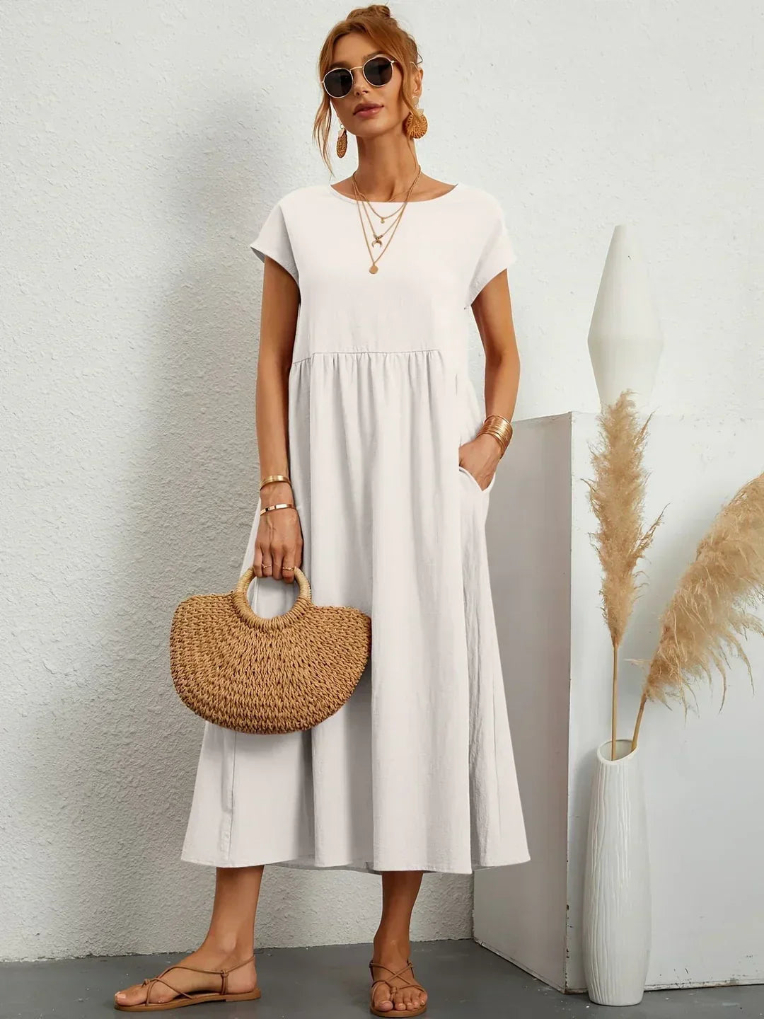 Gabrielle — Robe midi fluide élégance intemporelle | Élégance