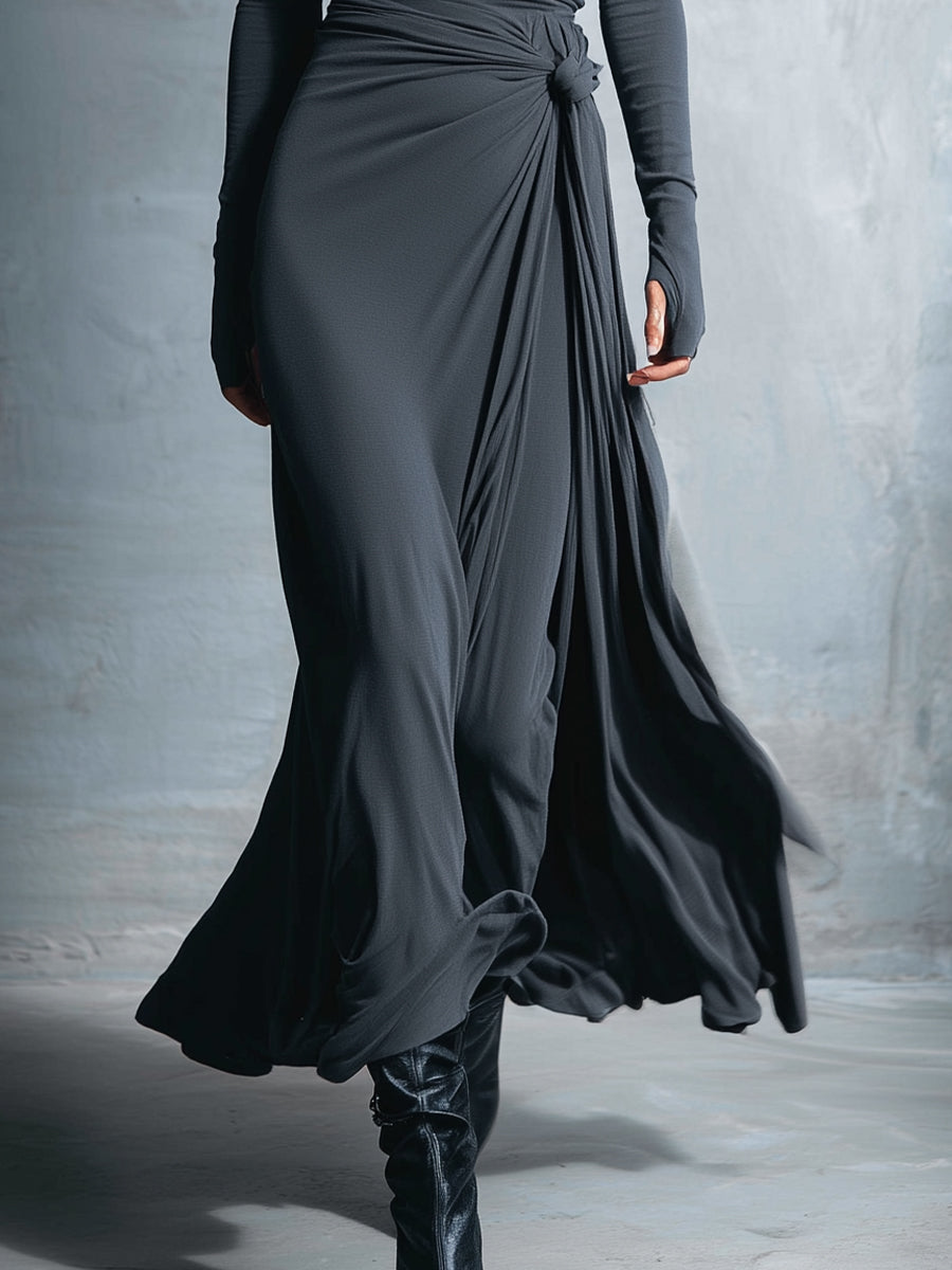 Charlotte™ | Robe maxi avec nœud latéral – Élégance