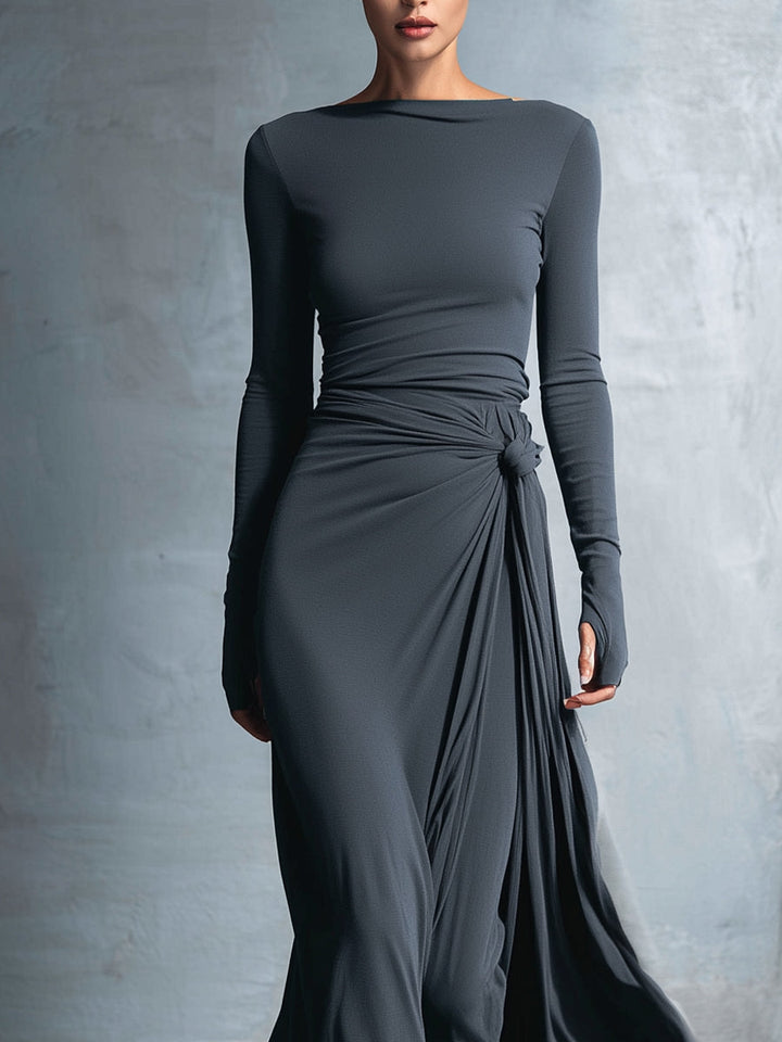 Charlotte™ | Robe maxi avec nœud latéral – Élégance