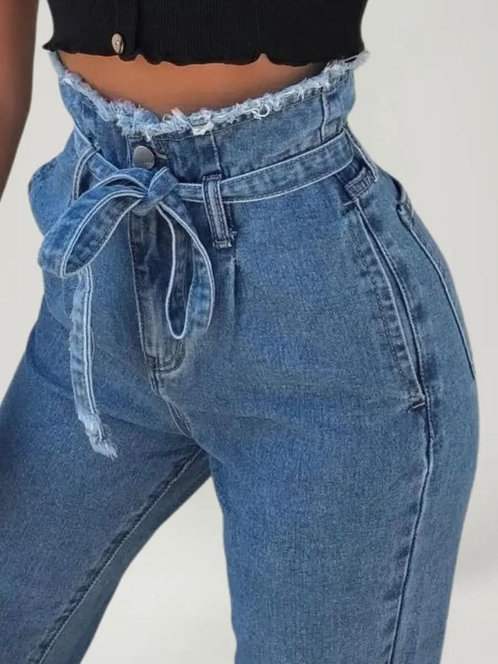 Amélie™ | Jean paperbag taille haute ceinturé – Élégance