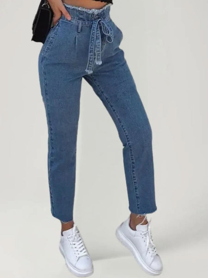 Amélie™ | Jean paperbag taille haute ceinturé – Élégance