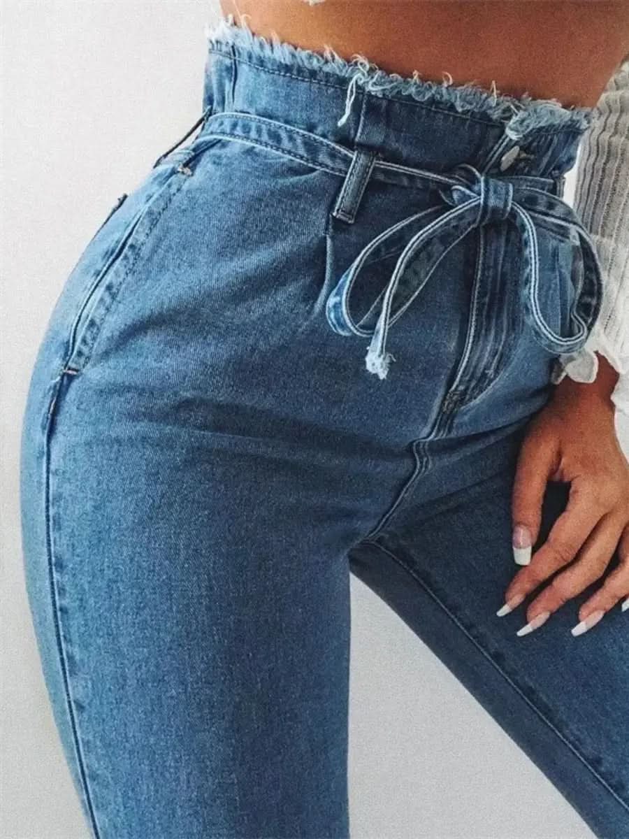 Amélie™ | Jean paperbag taille haute ceinturé – Élégance