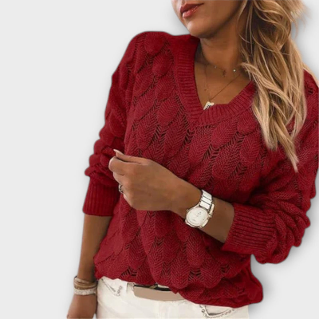 Noemier™ | Pull en maille à col en V – Élégance