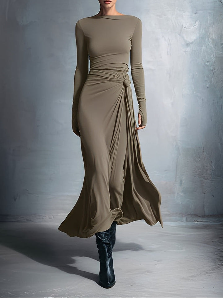 Charlotte™ | Robe maxi avec nœud latéral – Élégance